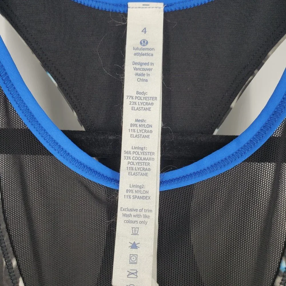 Lululemon Mesh With Me Tank Exploded‎ So Fly Butterfly Wing Print Black/Blue 4